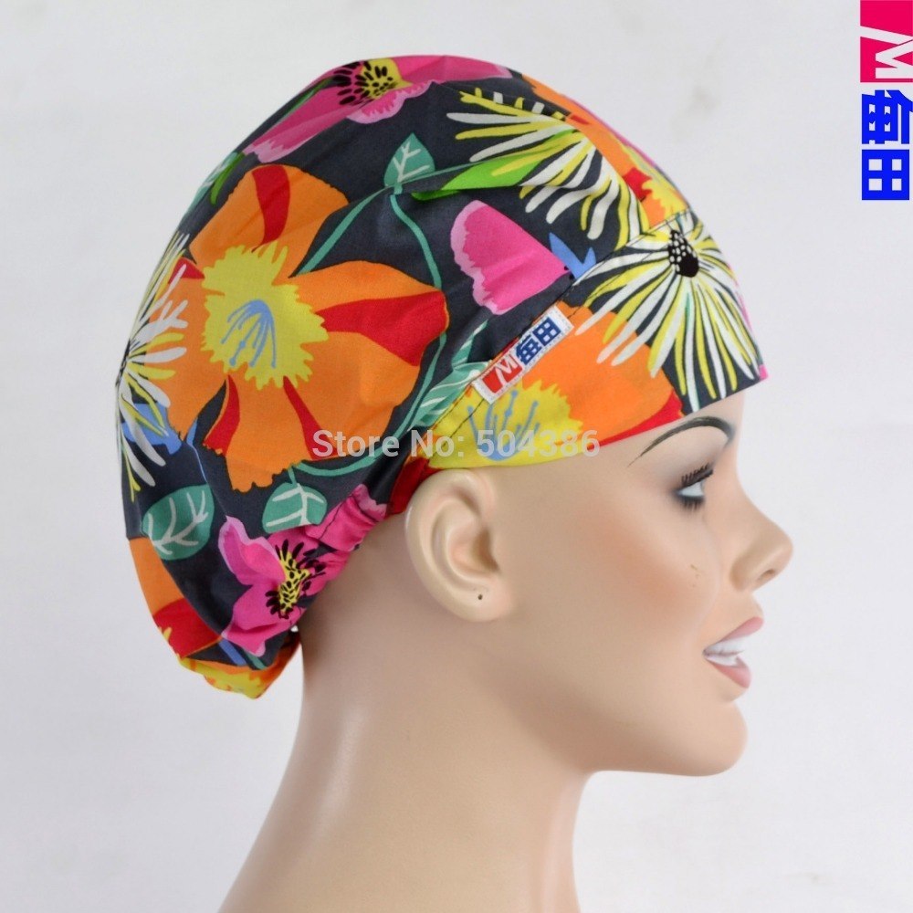 NEW  Surgical caps doctors and nurses cap and printed cotton cap long hair bouffant hat free shipping