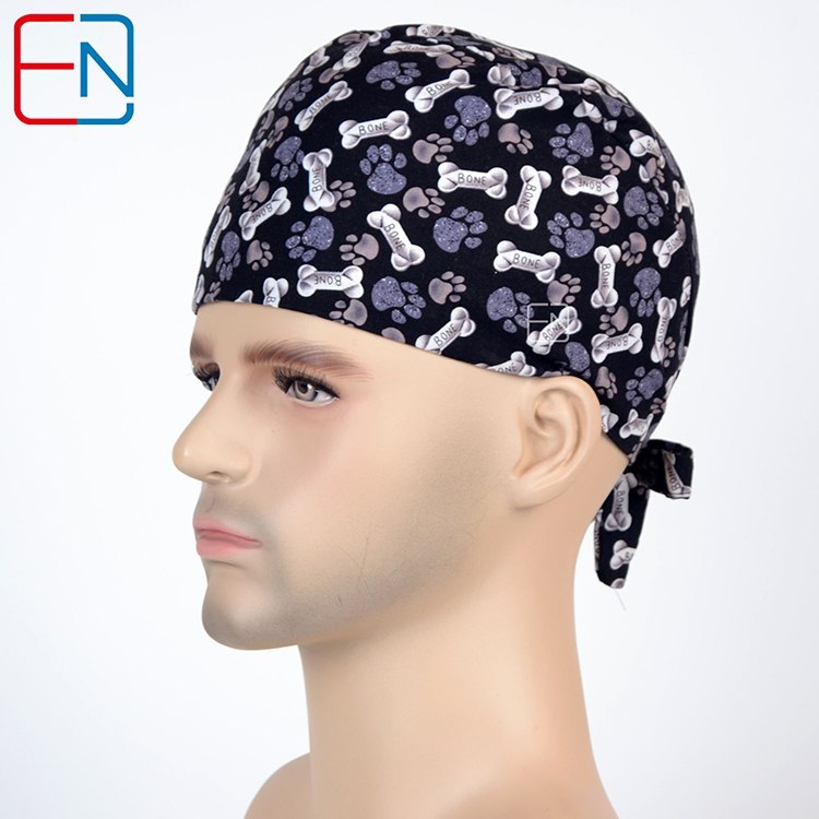 Surgical caps for doctors and nurses 100% cotton Cap and short hair  with Sweatbands