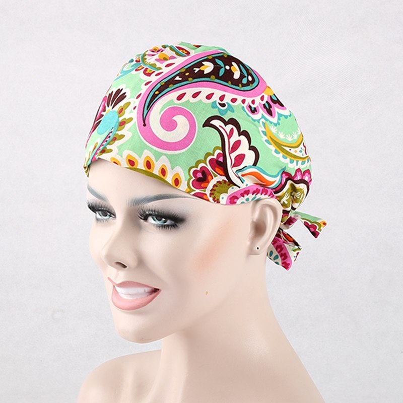 medical scrub caps with sweatband in 100% cotton