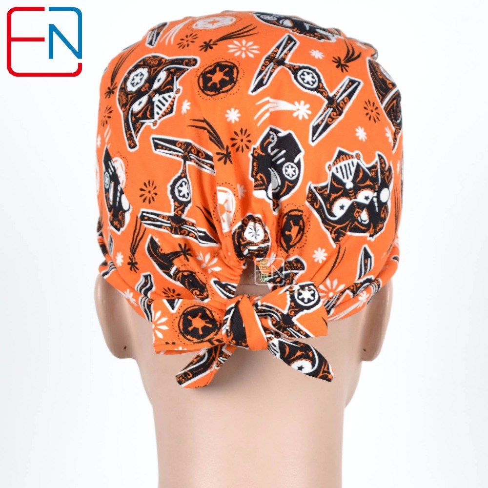Factory Sales directly big sales medical scrubs in different patterns ,surgical caps 3 sizes scrub caps heiwushihuang