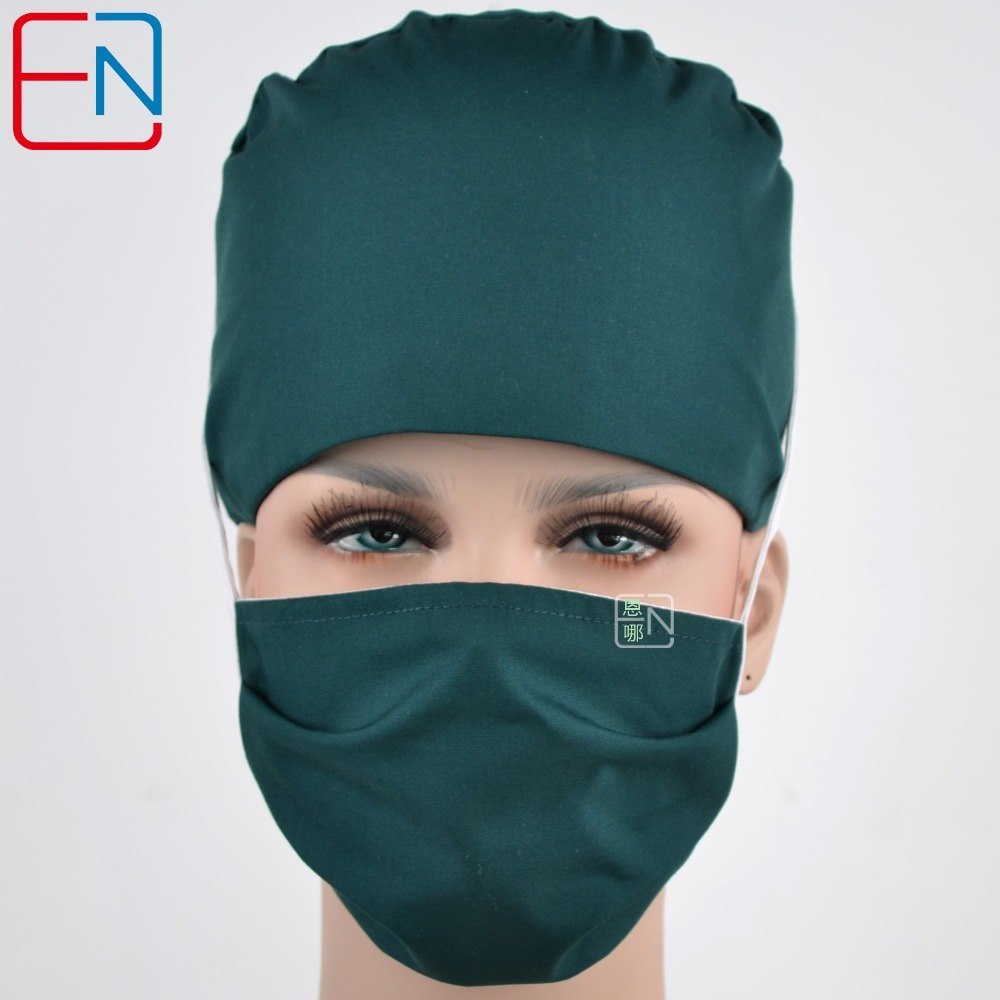 Hennar surgical caps for doctors and nurses caps,T/C scrub caps in dark green