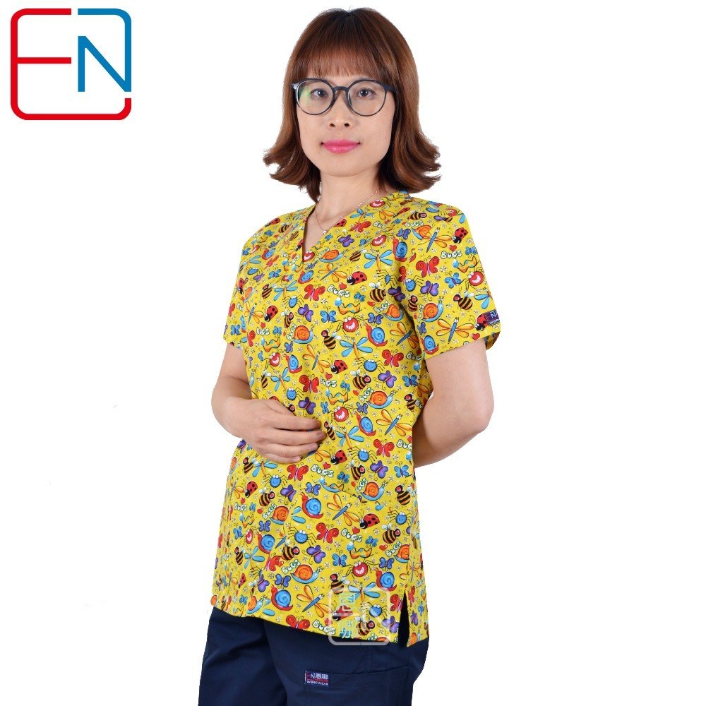 Hennar scrub tops in 100% cotton ,women scrub tops,women medical uniforms STRETCHY MATERIALS