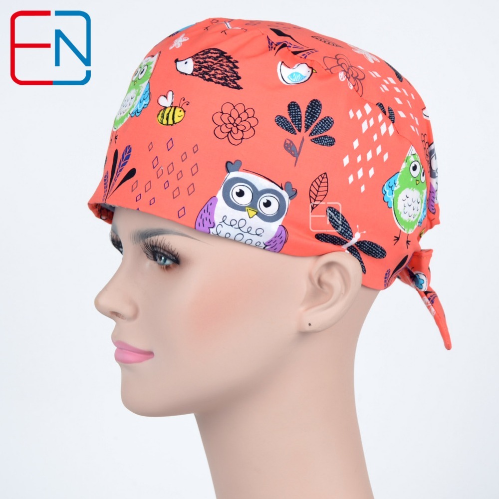 surgical caps for women medical caps with 3 sizes to fit different size head  orange night olws dragon flows