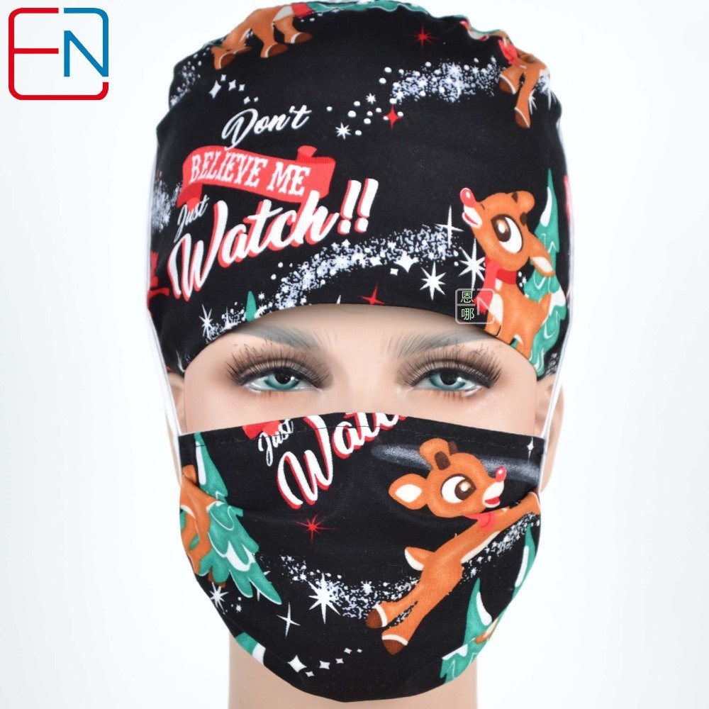 New Surgical Caps Medical Surgical Scrub Caps Mask For Men Women With Sweatband Christmas design medical caps,christmas presents