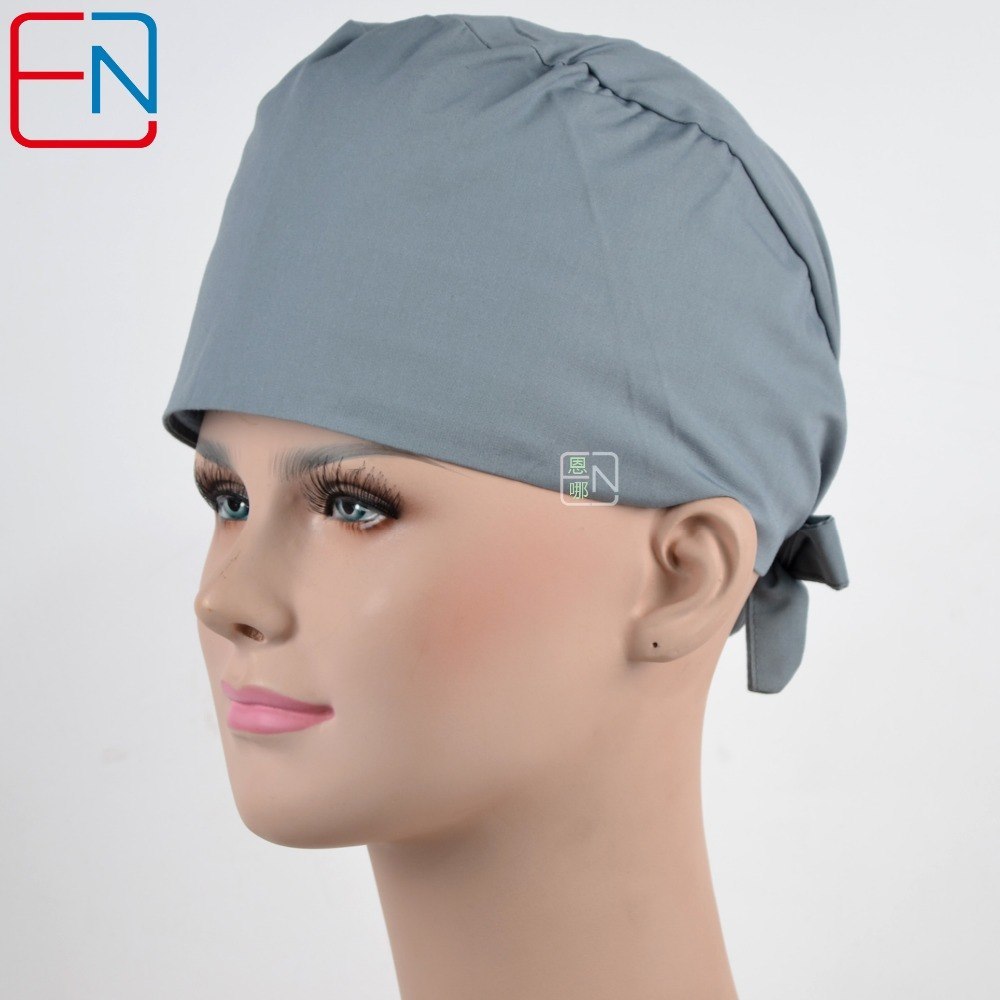 Hennar surgical caps for doctors and nurses caps,T/C scrub caps in  grey