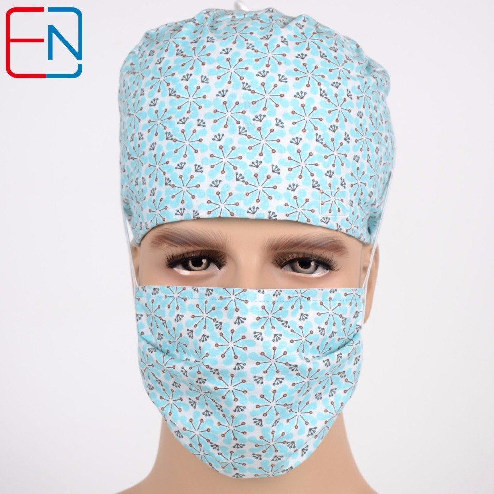  new unisex surgical caps 100% cotton with sweatbands snow flowers with two sizes to fit different size xuehua