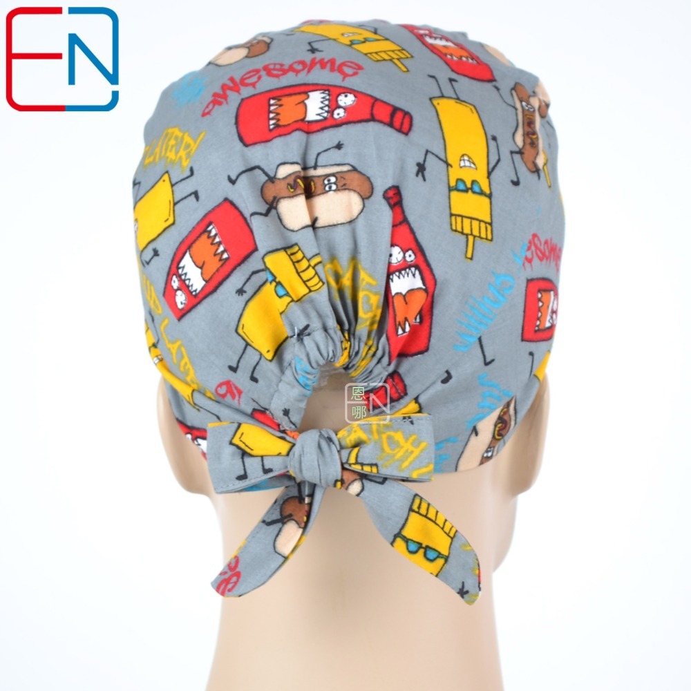 doctors and nurses Surgical caps Hat Cap Cotton Cap and short hair  with Sweatbands