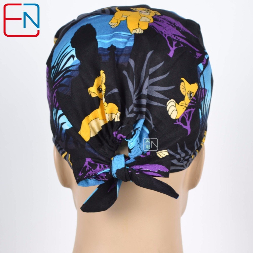 New Surgical Caps Medical Newly Surgical Scrub Caps Mask For Men Women With Sweatband 100% Cotton Medical Caps Printed Unisex
