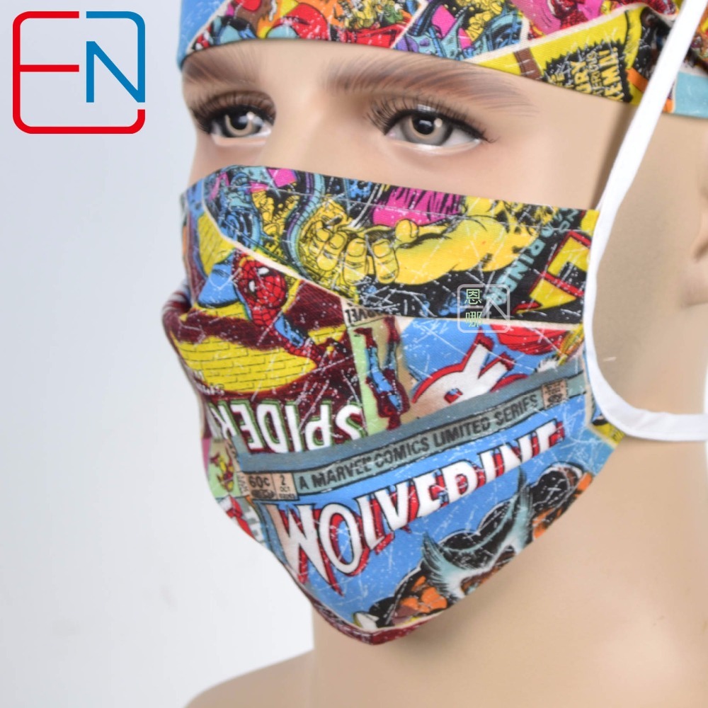 New Surgical Caps Medical Newly Surgical Scrub Caps Mask For Men Women With Sweatband 100% Cotton Medical Caps Printed Unisex