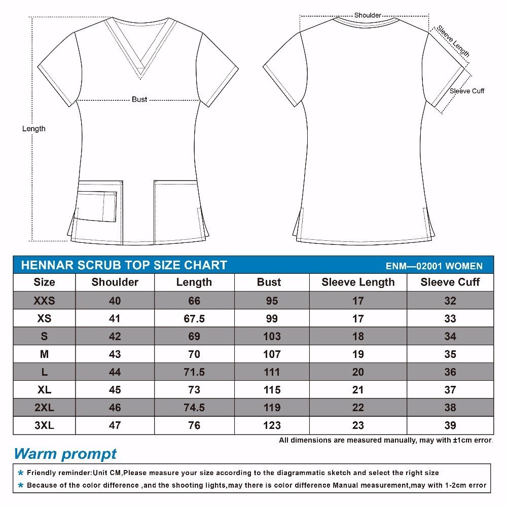 Hennar Women medical scrub tops in 100% cotton scrubs,women scrub tops,women medical uniforms