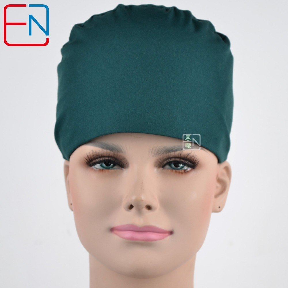 Hennar surgical caps for doctors and nurses caps,T/C scrub caps in dark green