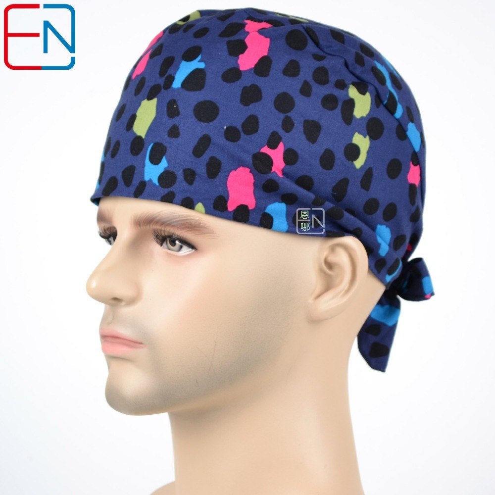 Surgical caps for doctors and nurses 100% cotton Cap and short hair  with Sweatbands