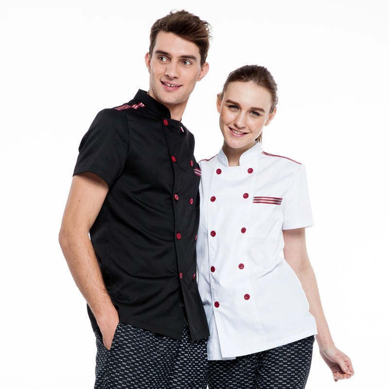 unisex short-sleeve chef clothes cook coat