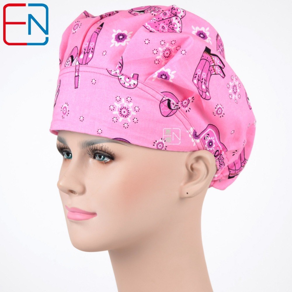 NEW  pink  medical bouffant caps   working caps