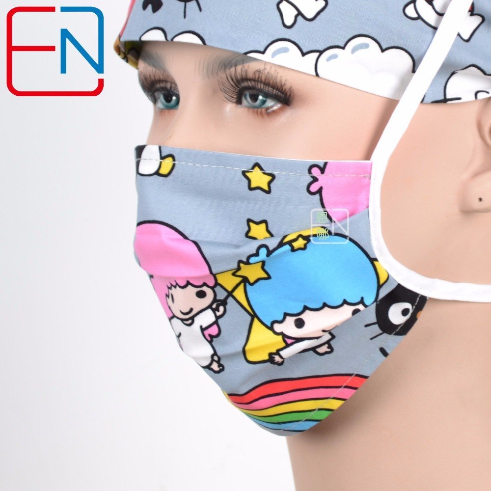 New Surgical Caps Medical Newly Surgical Scrub Caps Mask For Men Women With Sweatband 100% Cotton Medical Caps Printed Unisex