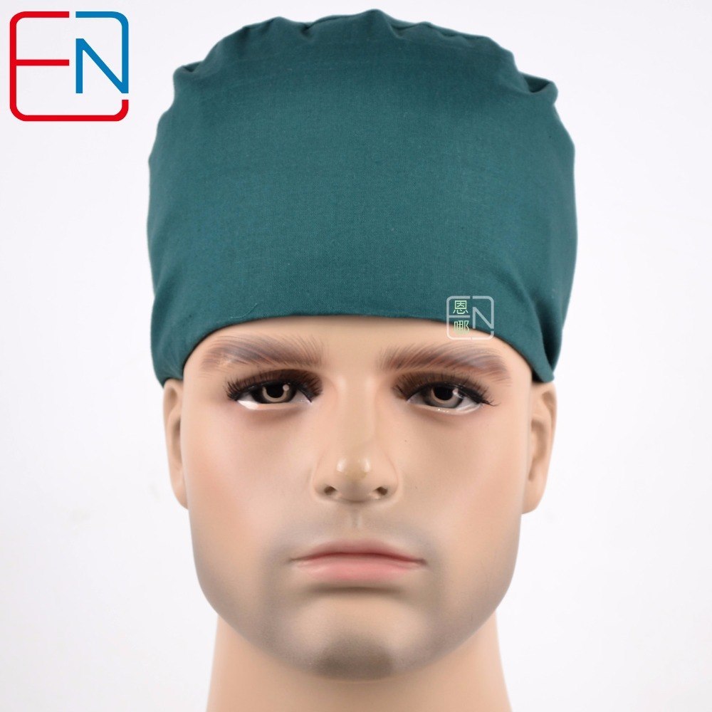 Hennar surgical caps for doctors and nurses caps,100% cotton scrub caps in dark green