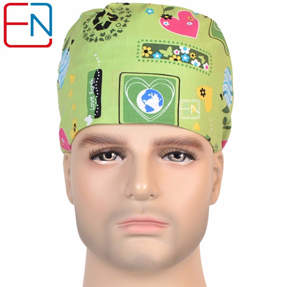 cartoon pattern medical scrub caps