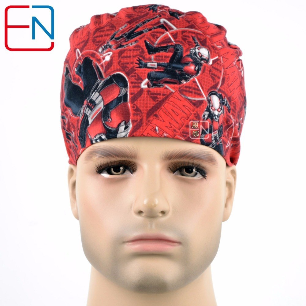 Hennar brand top quality medical caps,100% cotton with size suit for men scrub caps in red 2 sizes for choice footprint