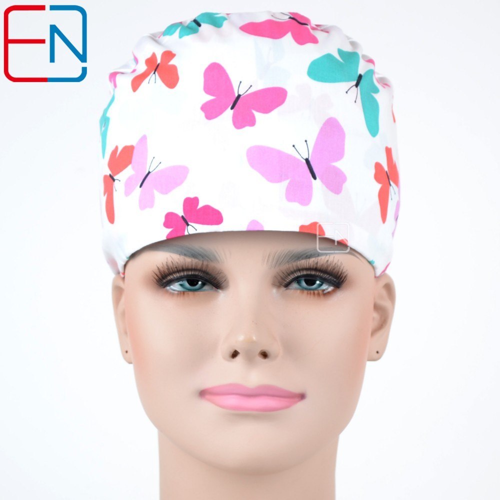 Factory Sales directly big sales medical scrubs in different patterns ,surgical caps storage clearace sale 3 sizes scrub caps 