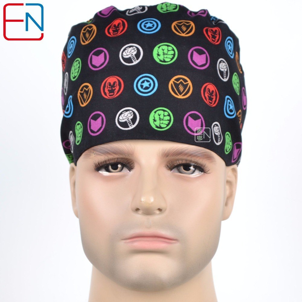 Factory Sales directly big sales medical scrubs in different patterns ,surgical caps 3 sizes scrub caps tierenheji