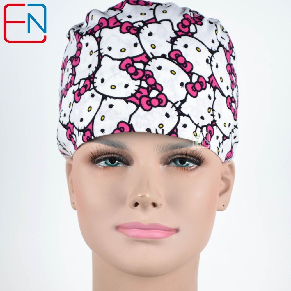 Factory Sales directly big sales medical scrubs in different patterns ,surgical caps 3 sizes scrub caps xiaowanzi