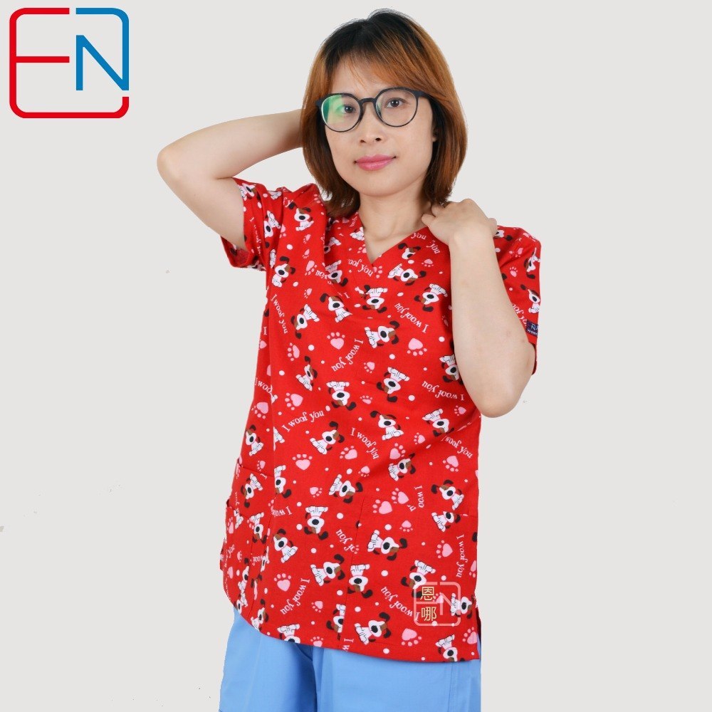 17 DESGINS IN medical scrub tops for women surgical scrubs,scrub uniform in 100% print cotton HENNAR BRAND