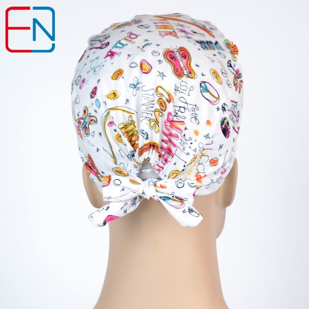 10 Prints Hennar Medical Scrub Cap MEN AND WOMEN 100% Cotton With Sweatband