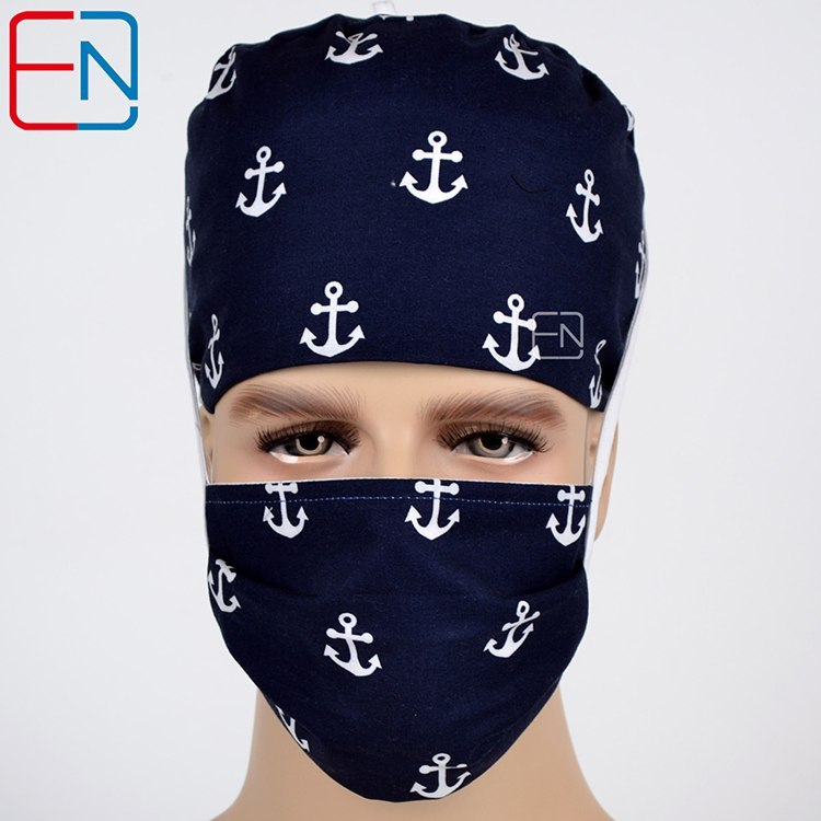 Surgical caps for doctors and nurses 100% cotton Cap and short hair with Sweatbands