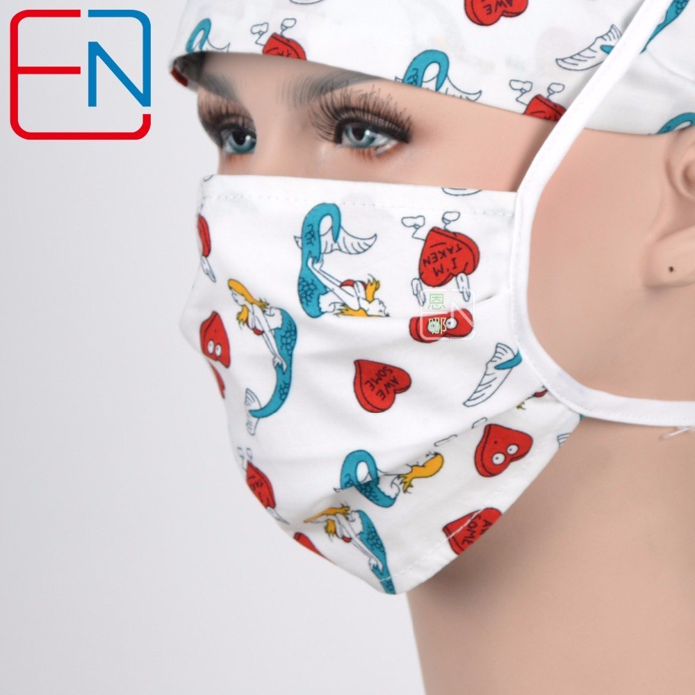 Women surgical caps in white with mermaid design