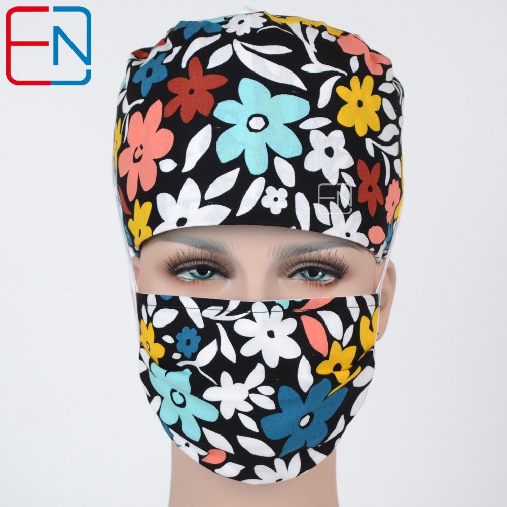 NEW Matin surgical caps for female  women medical caps scrub hats In black