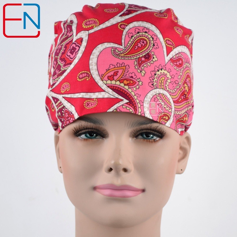 long hair Surgical caps doctors and nurses special hat and cotton print hair is pink mood free shipping