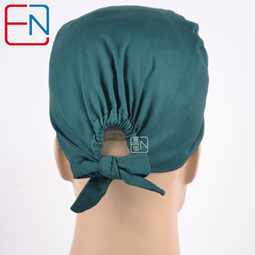 Hennar surgical caps for doctors and nurses caps,100% cotton scrub caps in dark green