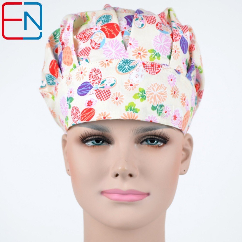NEW  Surgical caps doctors and nurses cap and printed cotton cap long hair bouffant hat free shipping