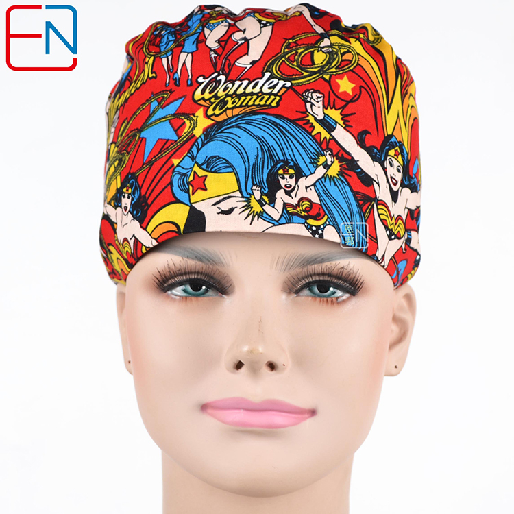 Factory Sales directly big sales medical scrubs in different patterns ,surgical caps 3 sizes scrub caps meinvchaoren