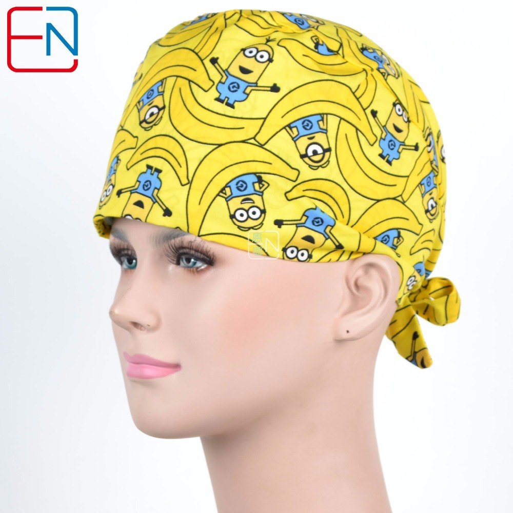 Factory Sales directly big sales medical scrubs in different patterns ,surgical caps 3 sizes scrub caps xiangjiaoren