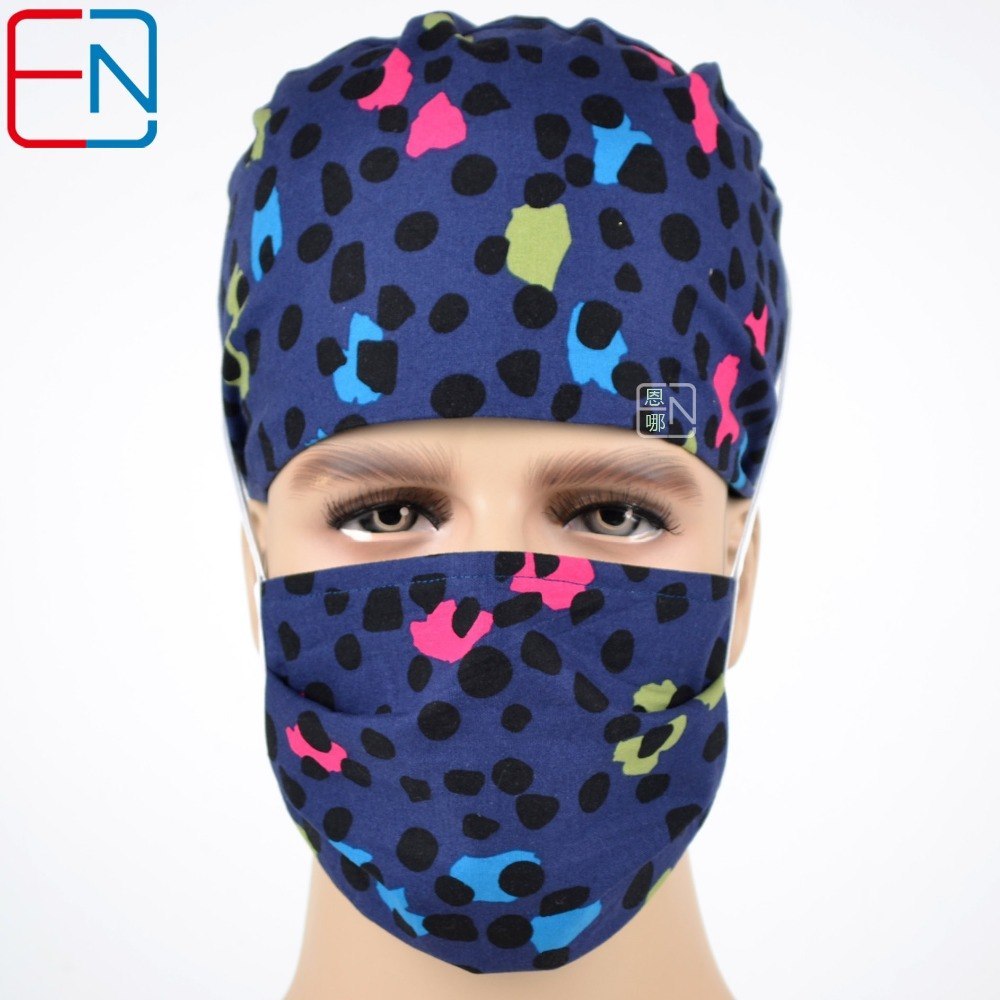 Surgical caps for doctors and nurses 100% cotton Cap and short hair  with Sweatbands