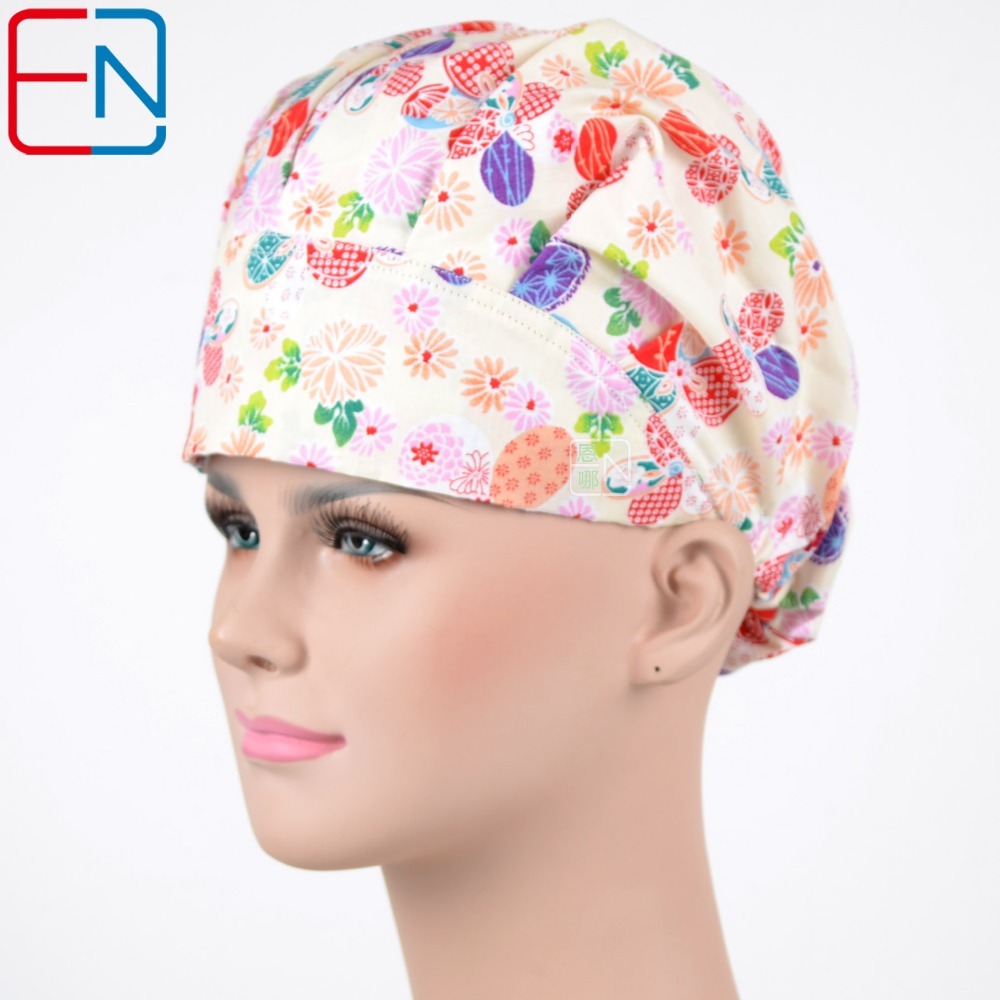 NEW  Surgical caps doctors and nurses cap and printed cotton cap long hair bouffant hat free shipping