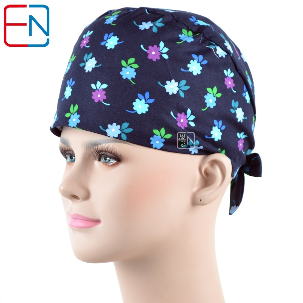 medical scrub caps with sweatband in black 100% cotton