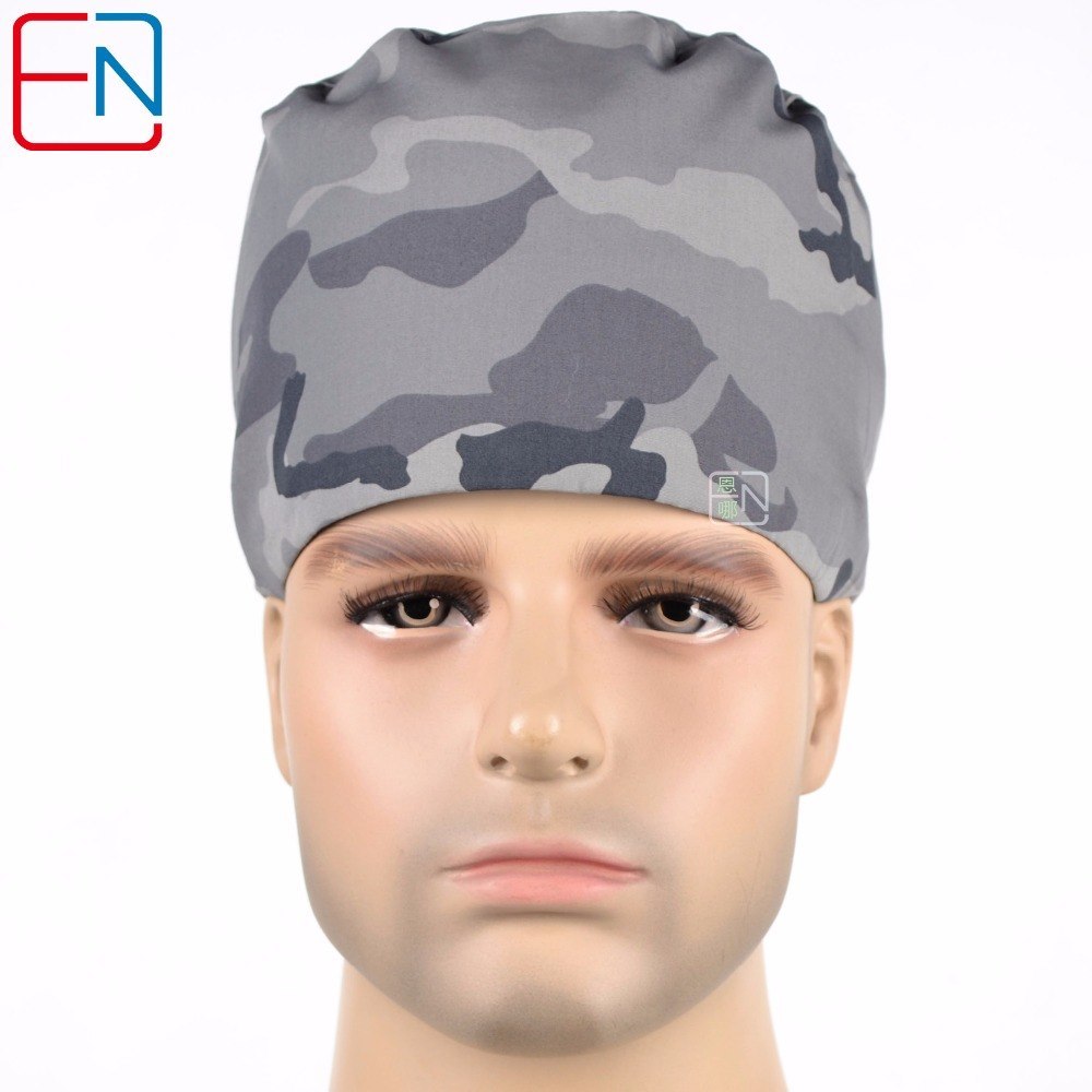 Men medical caps,male surgical caps,men doctor caps,scrub caps in grey camouflage
