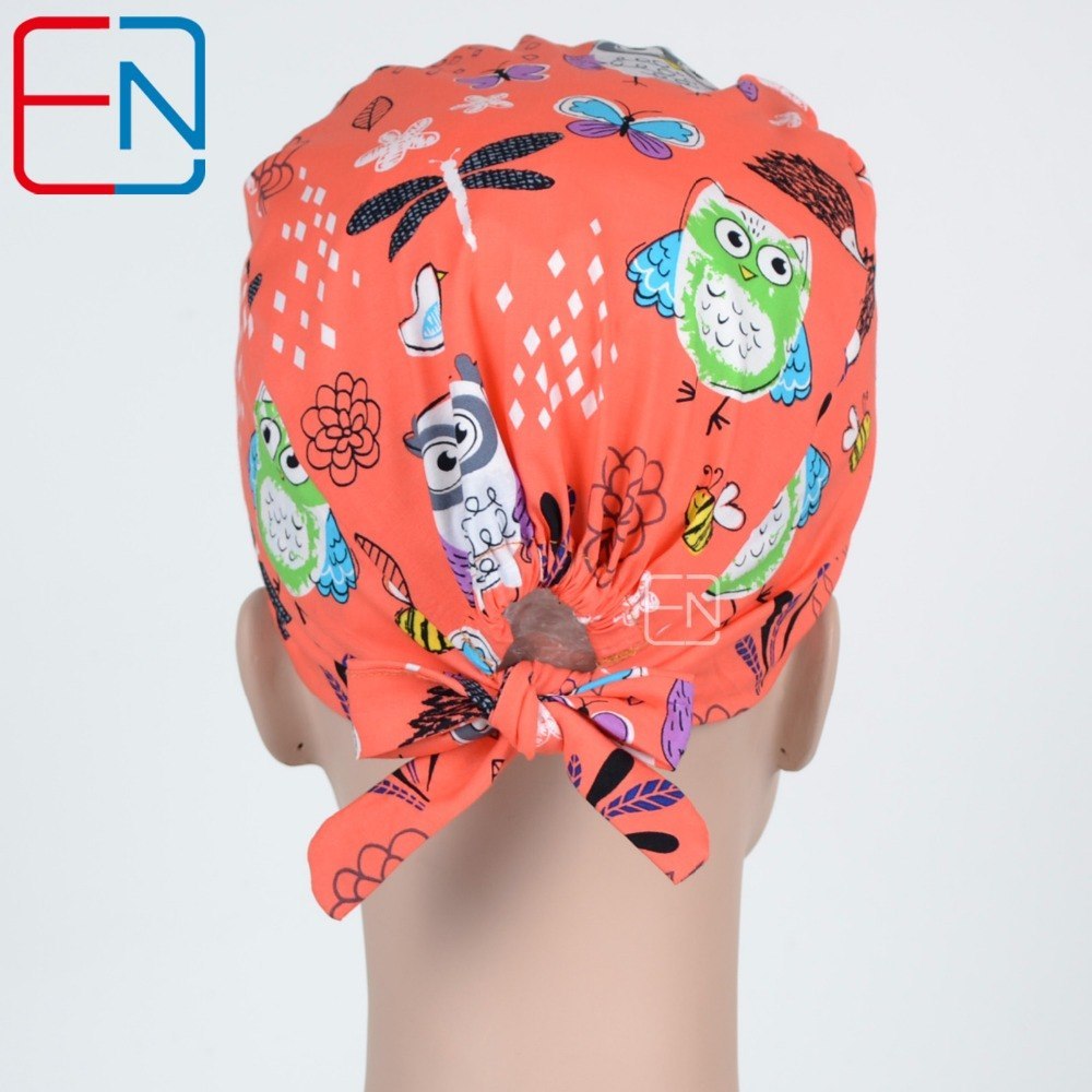 surgical caps for women medical caps with 3 sizes to fit different size head  orange night olws dragon flows