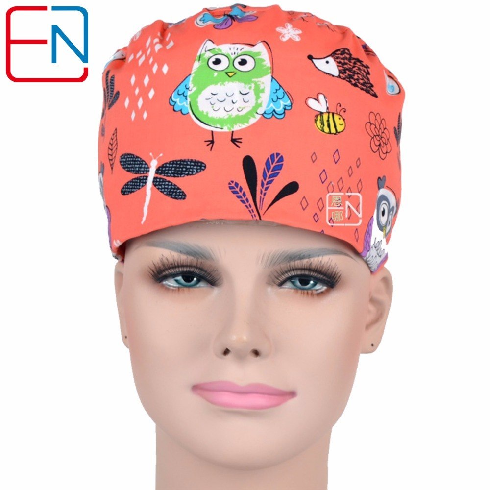 surgical caps for women medical caps with 3 sizes to fit different size head  orange night olws dragon flows