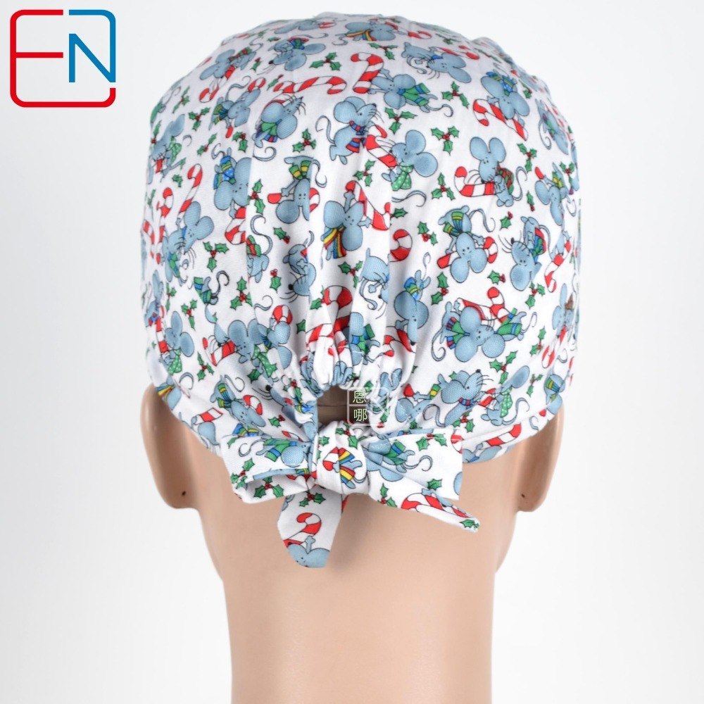 Christmas design Scrub Caps Mask  WOMEN Surgical Caps Masks little rat design