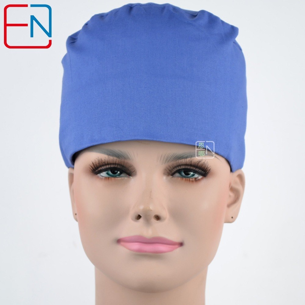 Hennar surgical caps for doctors and nurses caps,100% cotton scrub caps in Ceil blue