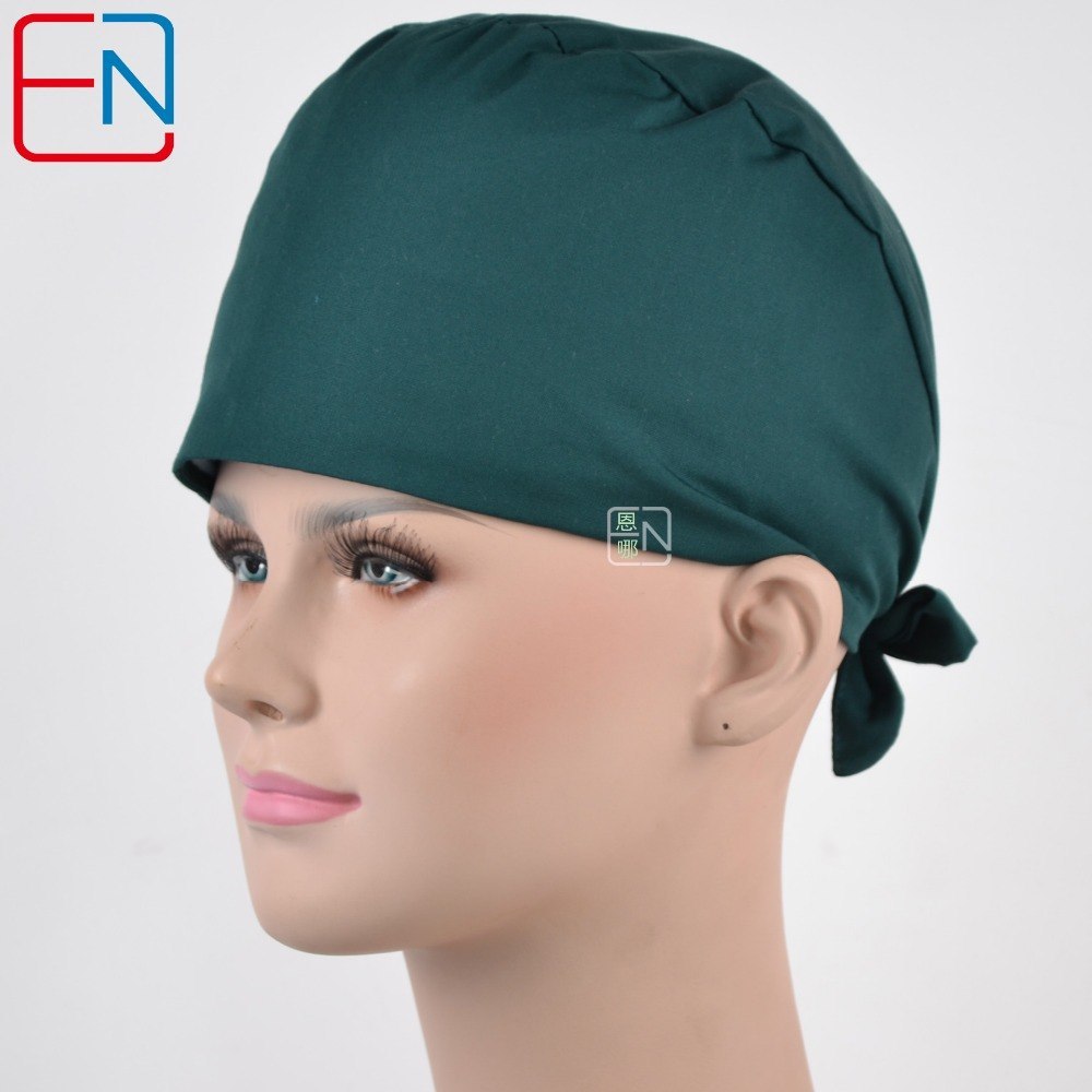 Hennar surgical caps for doctors and nurses caps,T/C scrub caps in dark green