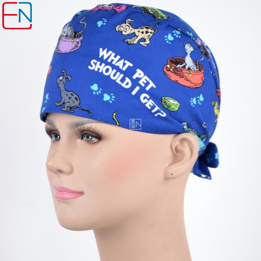 surgical caps in blue,3 sizes in,with sweatband,tie back with elstic band Dr susis