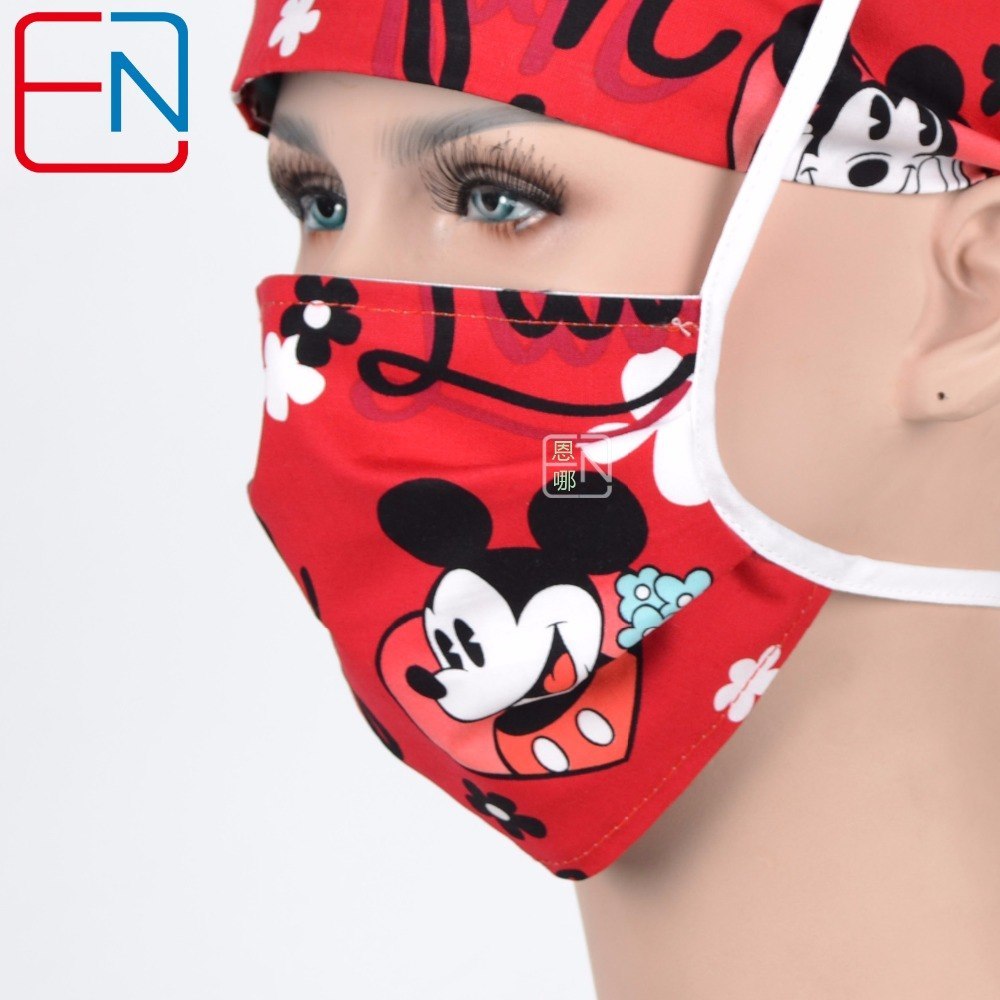 Women surgical caps in red,medical caps in 100% cotton scrub caps