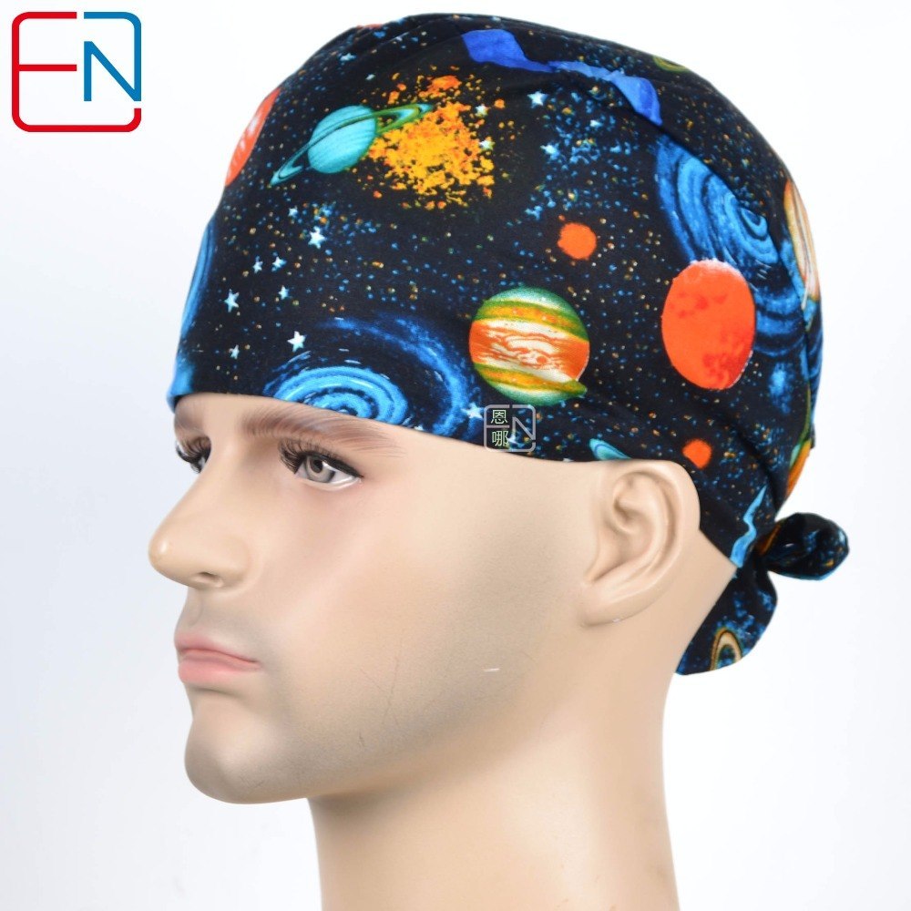 New Surgical Caps Medical Newly Surgical Scrub Caps Mask For Men Women With Sweatband 100% Cotton Medical Caps Printed Unisex