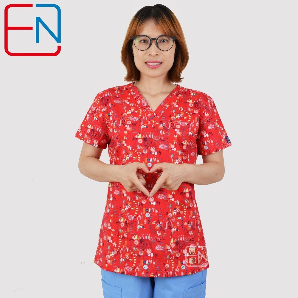 Hennar Women medical scrub tops in 100% cotton scrubs,women scrub tops,women medical uniforms
