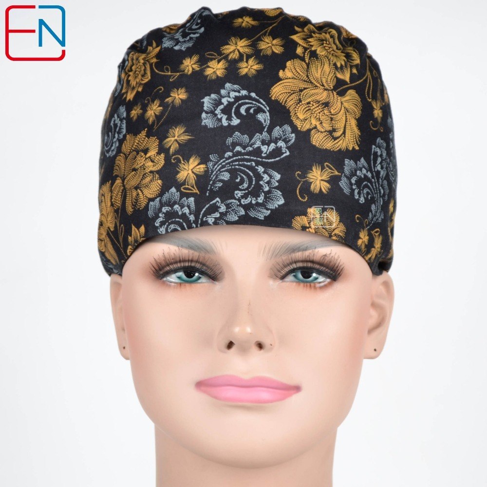 unisex surgical caps in black,100% cotton medical caps