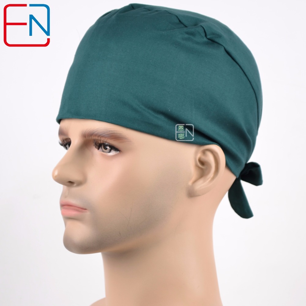 Hennar surgical caps for doctors and nurses caps,100% cotton scrub caps in dark green